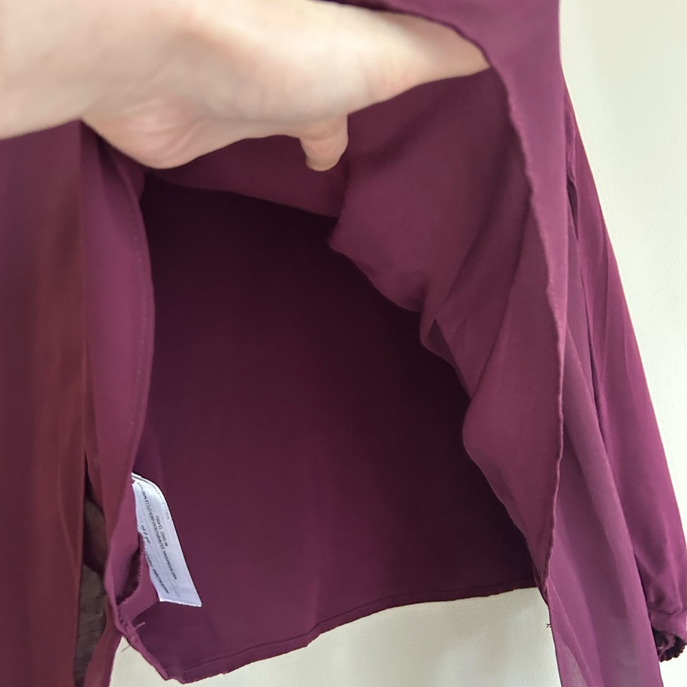 ARIAT Poet Top Burgundy Floral Embroidery Sheer Overlay Blouse Tunic Boho Size L - Picture 12 of 16